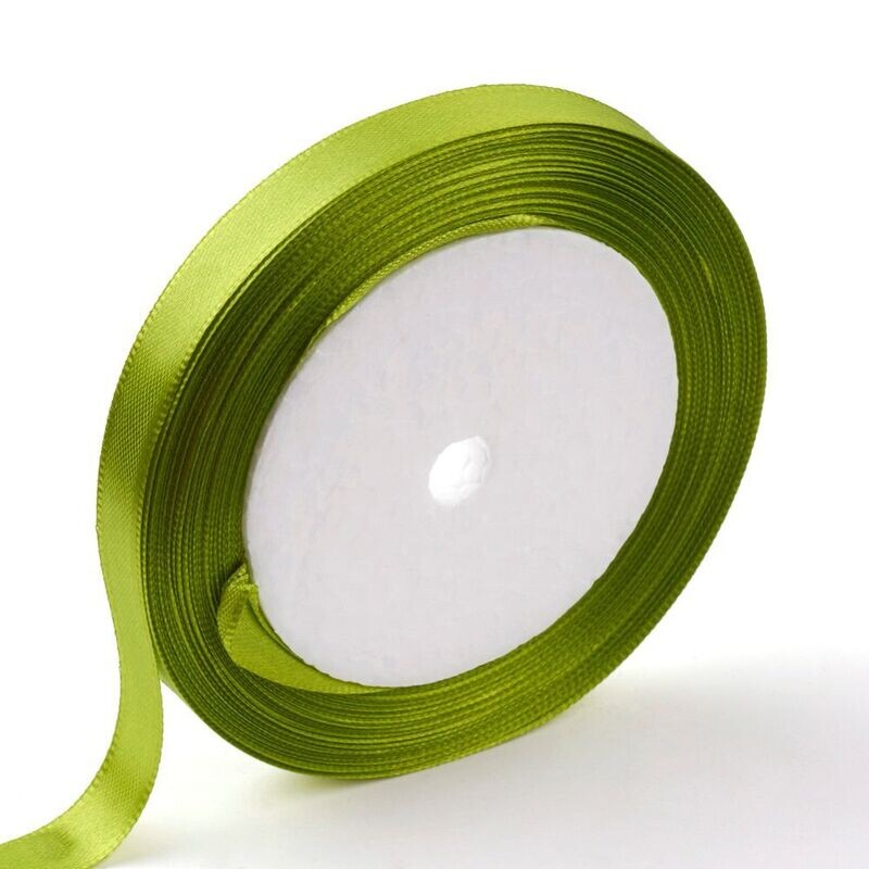 6mm Satin Ribbon, Olive Green, 22m