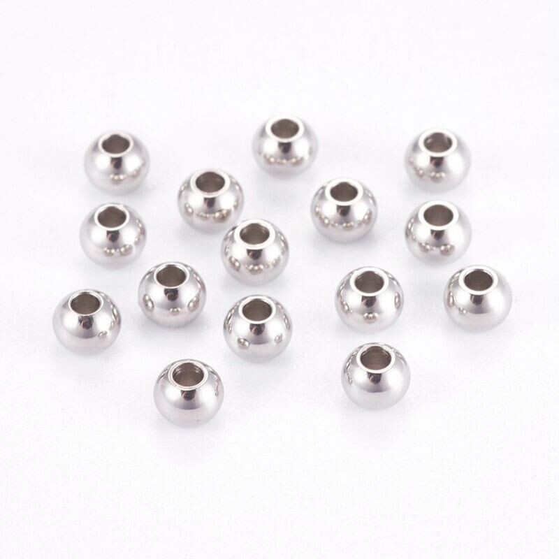 50 x Stainless Steel Beads, 4mm