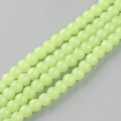 8mm Glass Beads in Light Lime, 1 Strand