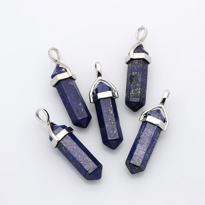 Natural Lapis Lazuli Pointed Pendant, 36x45x12mm