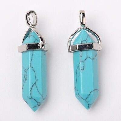 Synthetic Turquoise Pointed Pendant, 36x45x12mm
