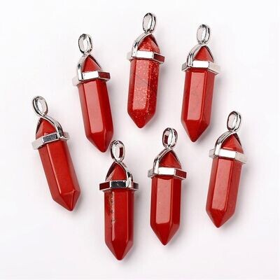 Natural Red Jasper Pointed Pendant, 36x45x12mm