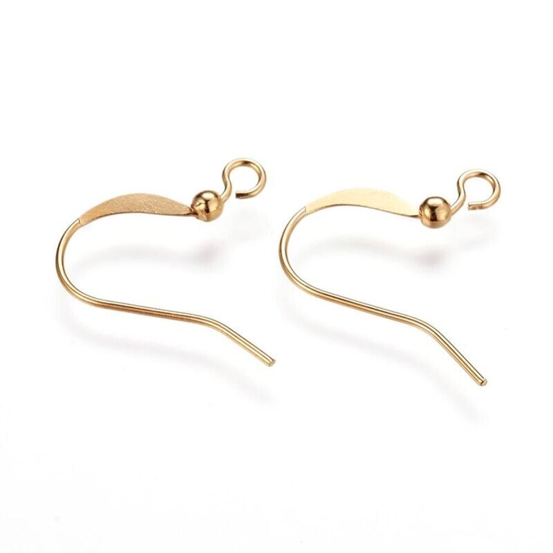 50 x Gold Plated Ear Hooks, Nickel Free