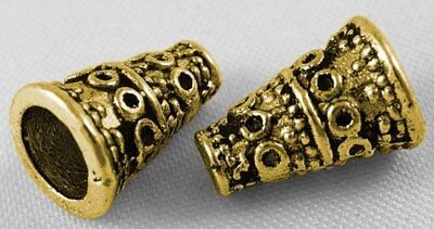 10 x Tibetan Style Antique Gold Cones, 7x10mm