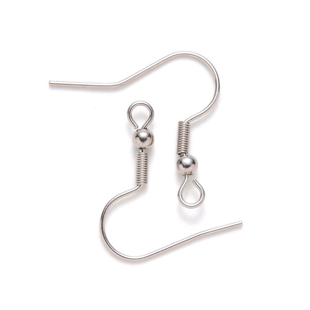 Stainless Steel Ear Hooks, 20x20mm, 10 Pairs