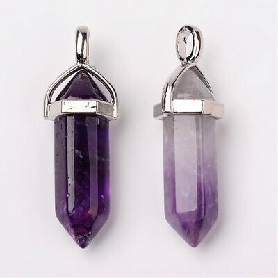 Natural Amethyst Pointed Pendant, 37x40x12mm