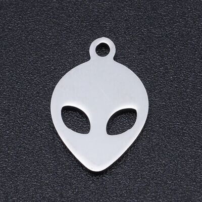 Stainless Steel Shiny Alien Charm, 15x10mm