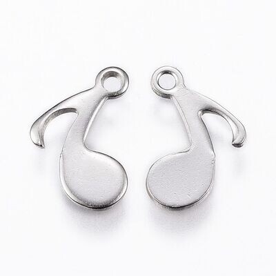 Stainless Steel Musical Note Charm, 12x7mm