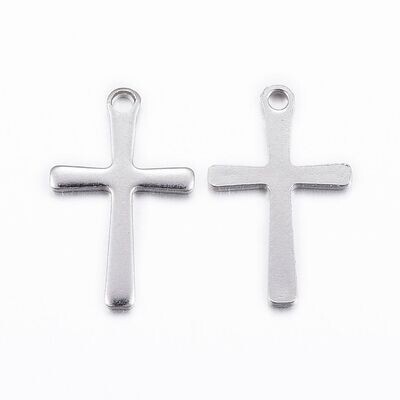 Stainless Steel Cross Charm, 15x9mm