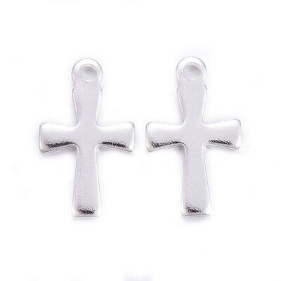 Stainless Steel Cross Charm, 12x7mm