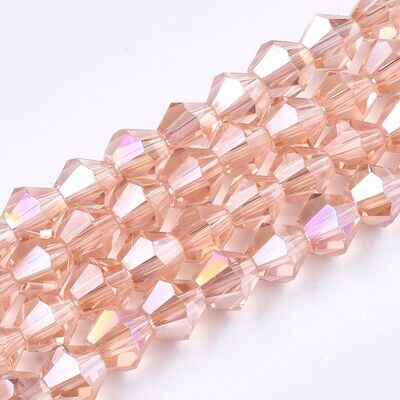 8mm AB Plated Bicone Crystals in Pink