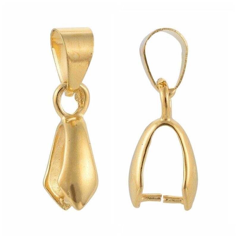 10 x Gold Plated Pinch Clip Bail, 14x7mm