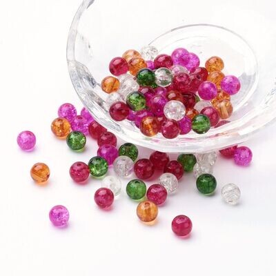 6mm Crackle Glass in Mixed Colours