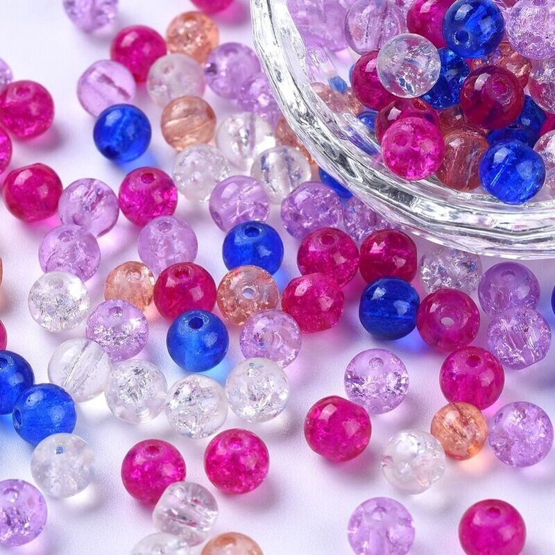 6mm Crackle Glass in Mixed Pinks