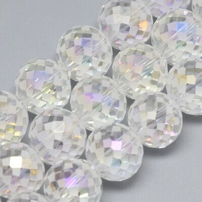 10 x Electroplated & Frosted Clear Glass Beads, 12mm