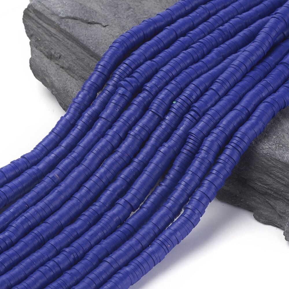 Polymer Clay Heishi Bead Strand, Dark Blue, 6mm