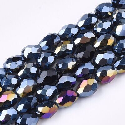 Electroplated Glass Teardrop Beads in Black, 8x6mm