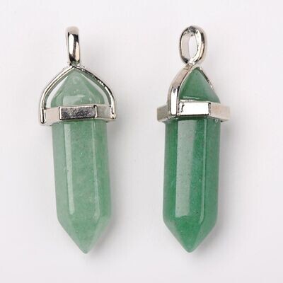 Natural Green Aventurine Pointed Pendant, 37x40x12mm