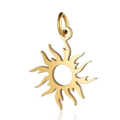 Gold Stainless Steel Sun Pendant/Charm, 17x16mm