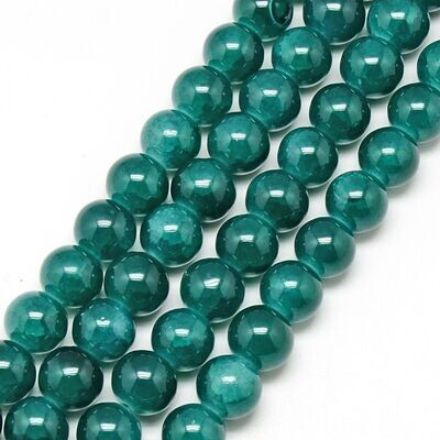 8mm Crackle Glass in Teal