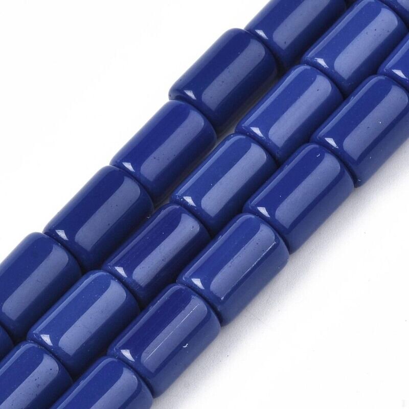 12x8mm Opaque Glass Tube Beads in Royal Blue