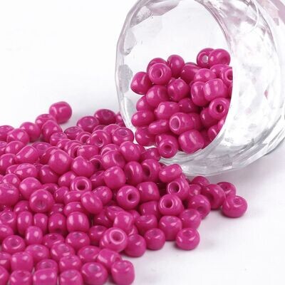 Seed Beads in Fuchsia Pink, Size 6, 4-5mm