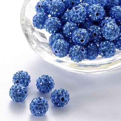 10 x Shamballa Beads in Cornflower Blue, 10mm
