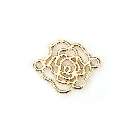 Delicate Gold Plated Rose Connector, 17x14mm