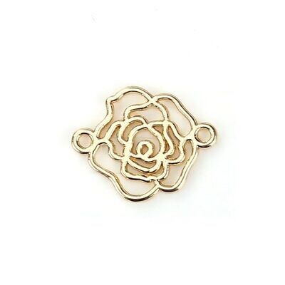 Delicate Gold Plated Rose Connector, 17x14mm