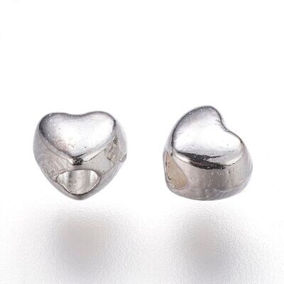 3x4mm Silver Plated Heart Beads, 15g