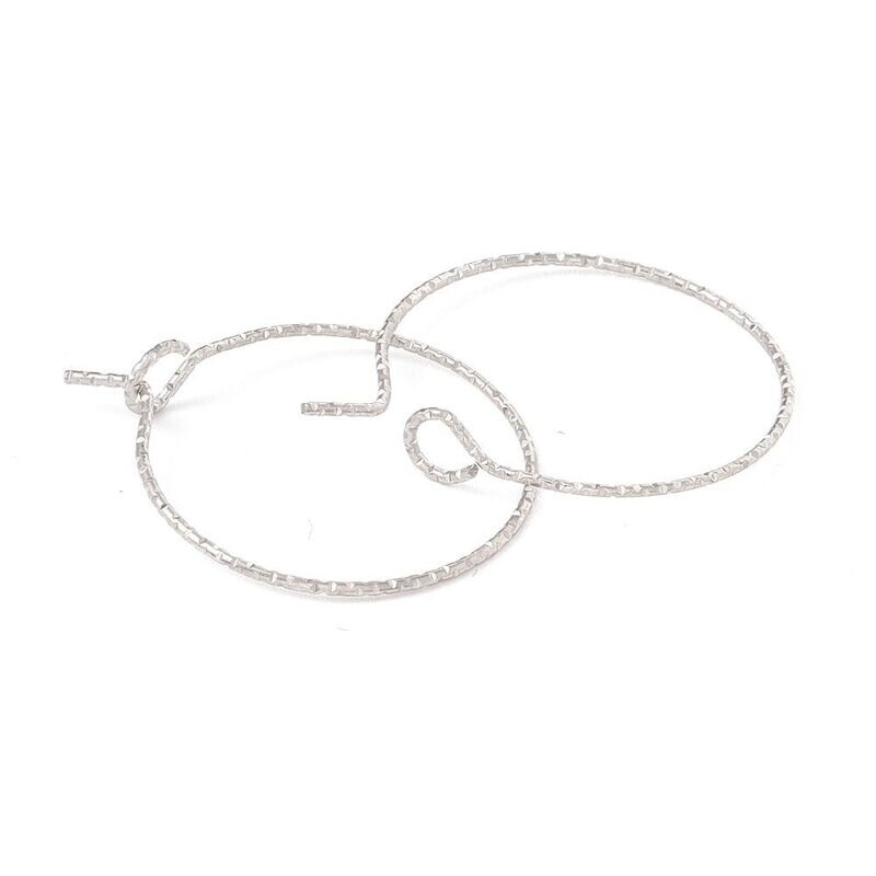 10 x Stainless Steel Textured Wine Glass Charm Hoops, Stainless Steel Colour, 25mm