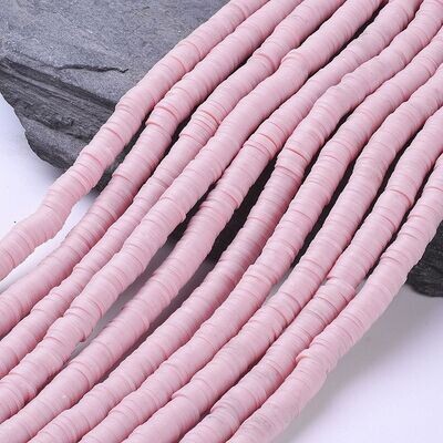 Polymer Clay Heishi Bead Strand, Dusty Pink, 6mm
