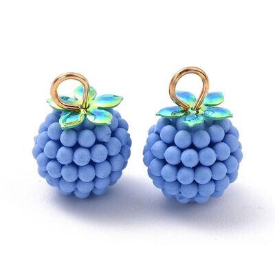 Resin Berry Charm in Light Blue, 18x12mm