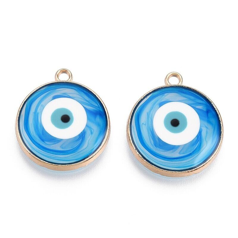 Resin & Enamel Evil Eye Pendant, 21x18mm