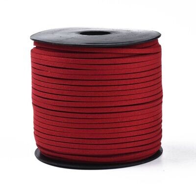 5m Faux Suede Cord in Red, 3mm