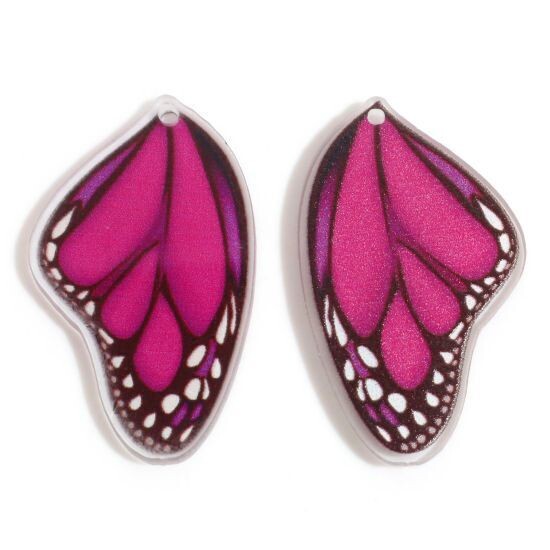 2 x Acrylic Painted Butterfly Wings, 36x21mm