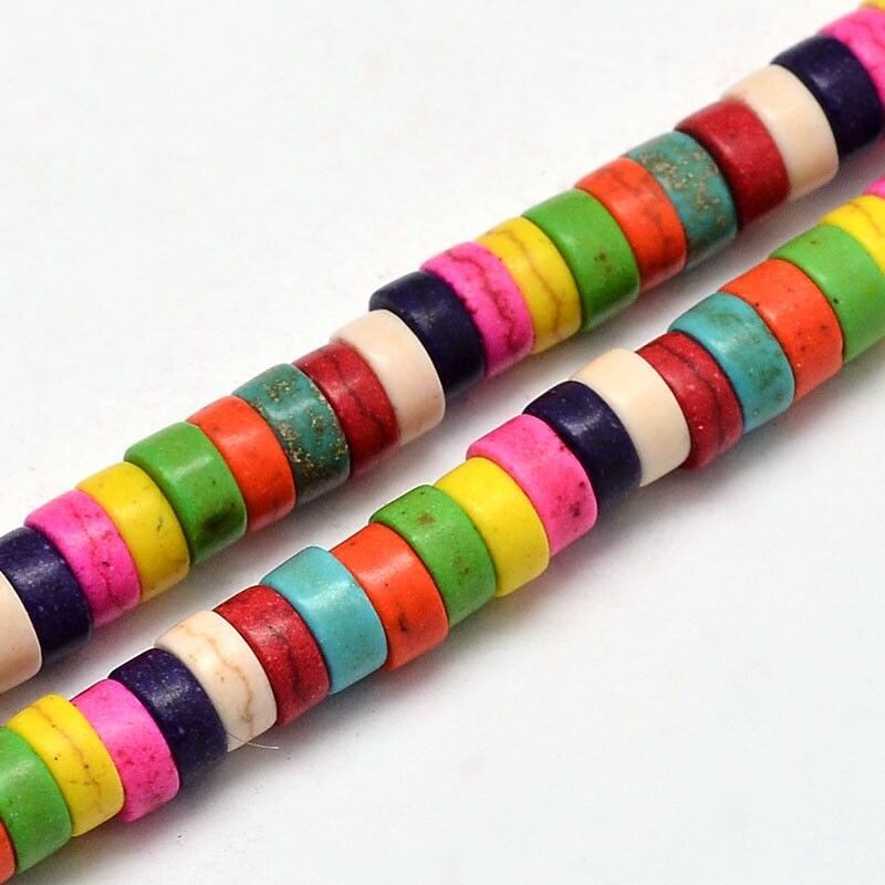 Howlite Heishi Beads in Mixed Colours, 6x3mm, 1 Strand