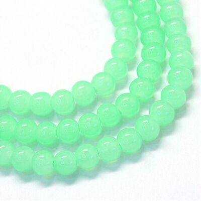 Painted Glass Beads, Light Green, 8-9mm