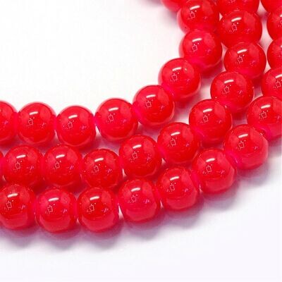 Painted Glass Beads, Red, 8-9mm