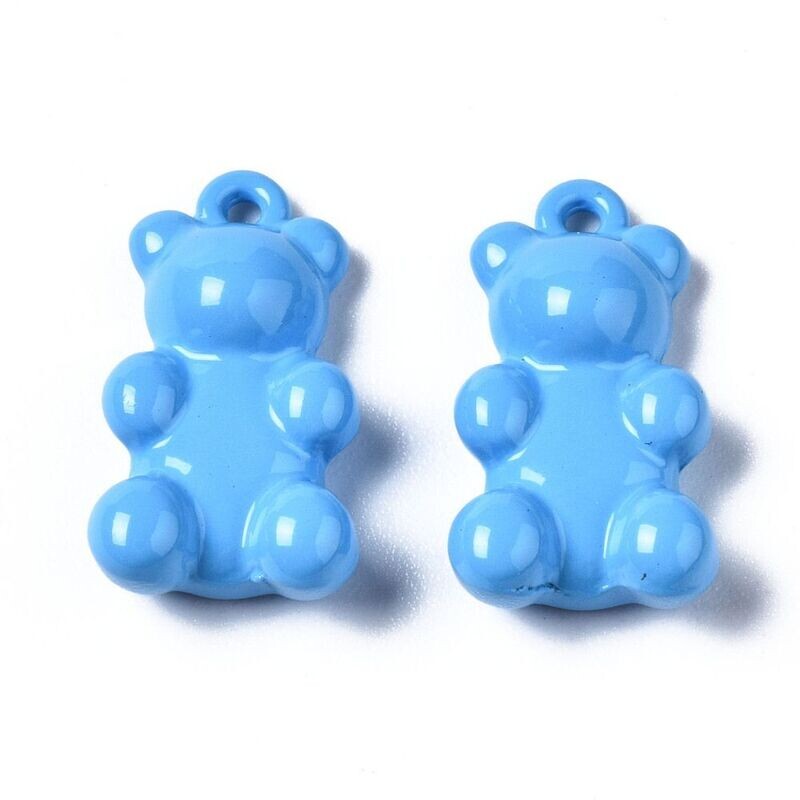 Spray Painted Gummy Bear Charm, Capri Blue, 17x9x5mm