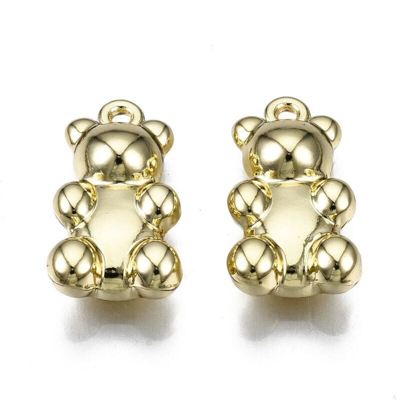 Gold Plated Gummy Bear Charm, 17x9x5mm