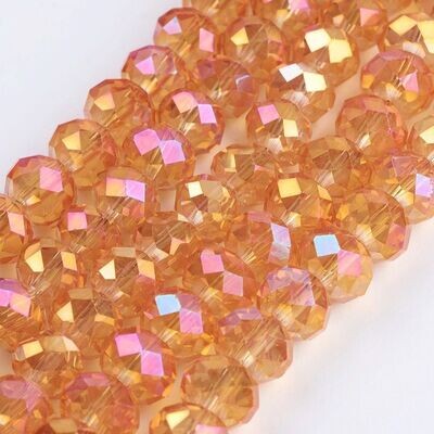 50 x 8x6mm Rainbow Plated Crystals in Orange