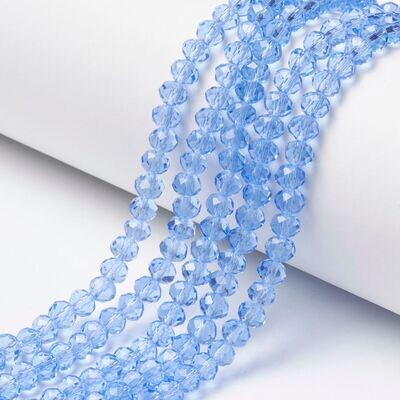 50 x 6x4mm Baby Blue Faceted Crystal Rondelles