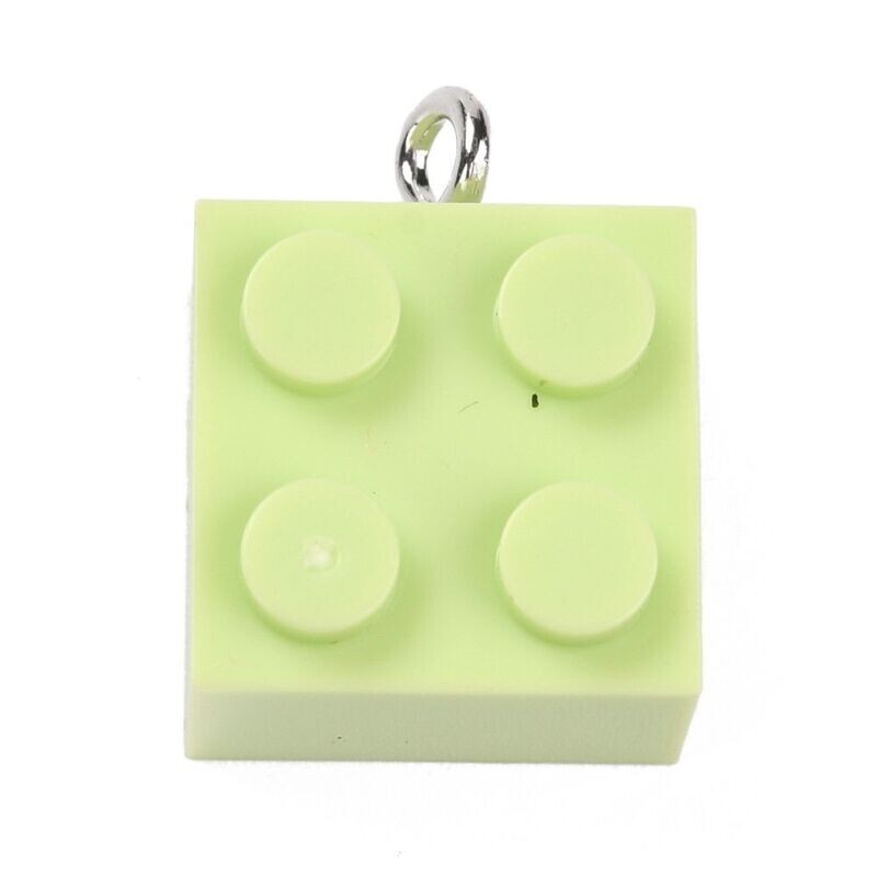 Resin Lego Style Charm/Pendant, Lime Green, 21x15x11mm