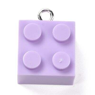 Resin Lego Style Charm/Pendant, Light Purple, 21x15x11mm