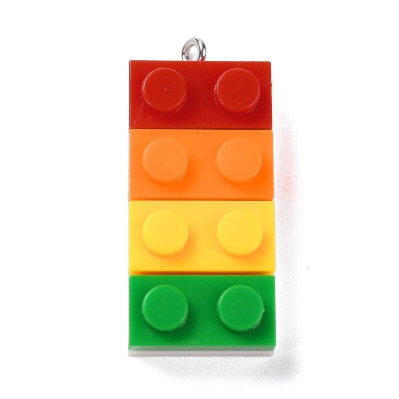 Resin Lego Style Pendant, Red-Green, 36x15x8mm Resin Lego Style Pendant, Red-Green, 36x15x8mm