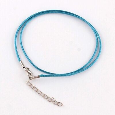 Waxed Cord Finished Necklace in Turquoise, 17