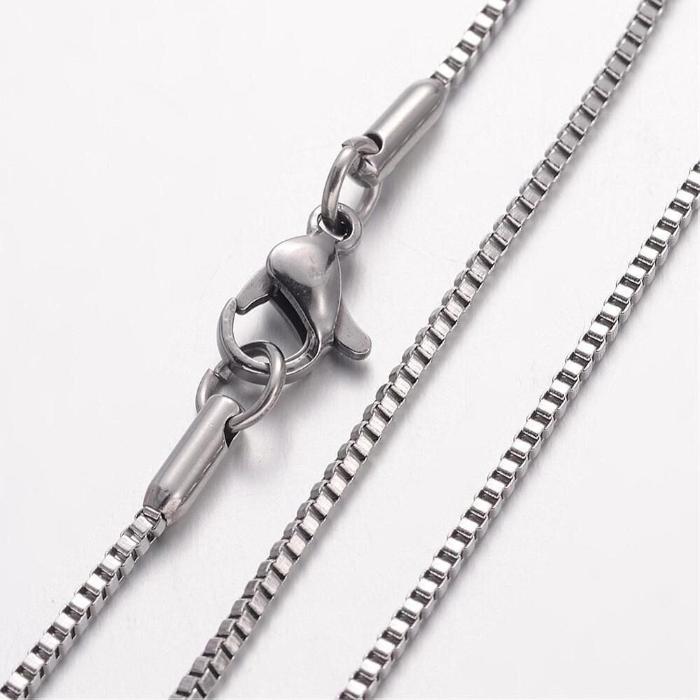 Stainless Steel Finished Box Chain, 17.5"