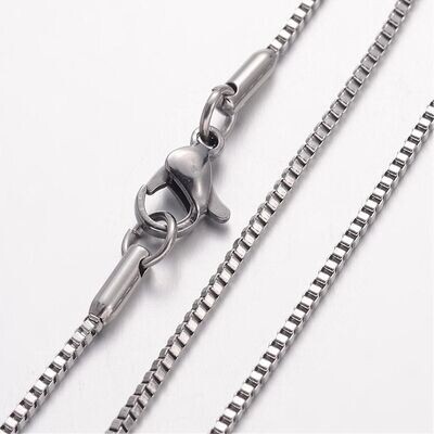 Stainless Steel Finished Box Chain, 17.5