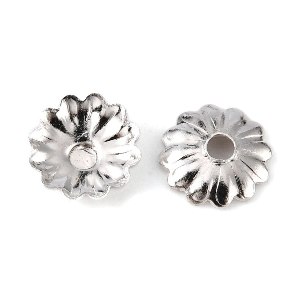 Antique Silver Plated Bead Caps, 5mm, 3g
